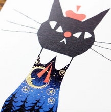 Carica l'immagine nel visualizzatore di Gallery, Post Card "Black Cat Robin" -Night Forest-