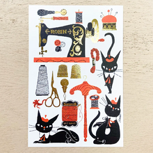 Carica l'immagine nel visualizzatore di Gallery, Post Card "Black Cat Robin" -Sewing-