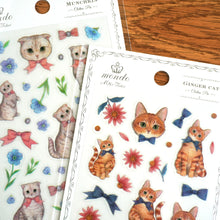 Lade das Bild in den Galerie-Viewer, Miki Takei mondo clear sticker "Ginger cat/Munchkin" from Japan by Clothes Pin