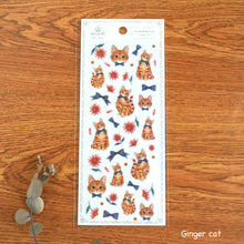 Lade das Bild in den Galerie-Viewer, Miki Takei mondo clear sticker "Ginger cat/Munchkin" from Japan by Clothes Pin