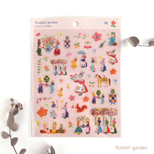 Lade das Bild in den Galerie-Viewer, Clear sticker "Rabbit garden/Cats and Buttons"-Aiko Fukawa- by Hyogensha
