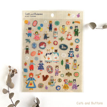Lade das Bild in den Galerie-Viewer, Clear sticker "Rabbit garden/Cats and Buttons"-Aiko Fukawa- by Hyogensha