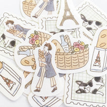 Lade das Bild in den Galerie-Viewer, Washi flake sticker "Strolling around Paris" from Japan<Furukawashiko>
