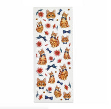 Lade das Bild in den Galerie-Viewer, Miki Takei mondo clear sticker "Ginger cat/Munchkin" from Japan by Clothes Pin