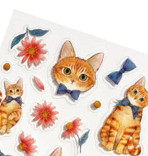 Lade das Bild in den Galerie-Viewer, Miki Takei mondo clear sticker "Ginger cat/Munchkin" from Japan by Clothes Pin
