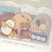 Carica l'immagine nel visualizzatore di Gallery, Flake sticker "Snowman & Bear" by GAIA from Japan