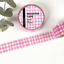 Carica l'immagine nel visualizzatore di Gallery, Masking tape-plaid25-Pink Blue plaid washi tape from Japan by mind wave
