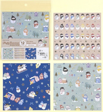 Charger l'image dans la galerie, Design Paper "Fluffy Snowman" Origami, Chiyogami