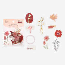 Carica l'immagine nel visualizzatore di Gallery, Clear flake sticker "Flowers Blossom/Red"