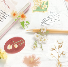 Carica l'immagine nel visualizzatore di Gallery, Clear flake sticker "Flowers Blossom/Red"