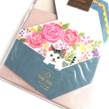 Charger l'image dans la galerie, Mini Gift letter "Cat"(Blue) Washi letter writing set