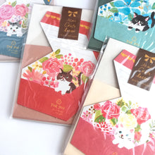 Charger l'image dans la galerie, Mini Gift letter "Cat"(Blue) Washi letter writing set