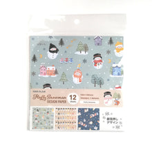 Charger l'image dans la galerie, Design Paper "Fluffy Snowman" Origami, Chiyogami
