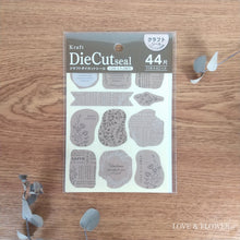 Charger l'image dans la galerie, Kraft Die Cut seal "natural nordic/Love & Flower" from Japan by Kyowa