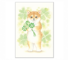 Charger l&#39;image dans la galerie, Post card &quot;Animals ＆ bouquet of flowers&quot; -shibainu-
