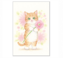 Charger l&#39;image dans la galerie, Post card &quot;Animals ＆ bouquet of flowers&quot; -cat-
