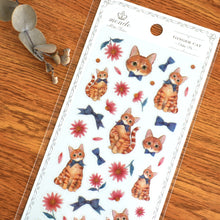 Load image into Gallery viewer, Miki Takei mondo clear sticker &quot;Ginger cat/Munchkin&quot; from Japan by Clothes Pin
