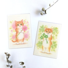 Charger l&#39;image dans la galerie, Post card &quot;Animals ＆ bouquet of flowers&quot; -cat-
