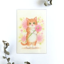 Charger l&#39;image dans la galerie, Post card &quot;Animals ＆ bouquet of flowers&quot; -cat-
