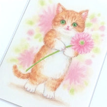 Charger l&#39;image dans la galerie, Post card &quot;Animals ＆ bouquet of flowers&quot; -cat-
