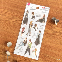 Load image into Gallery viewer, Journal deco sticker &quot;Girl/Pair&quot; from Japan DAISO
