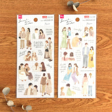 Load image into Gallery viewer, Journal deco sticker &quot;Girl/Pair&quot; from Japan DAISO
