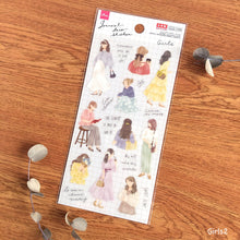 Load image into Gallery viewer, Journal deco sticker &quot;Girl/Pair&quot; from Japan DAISO
