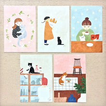 Carica l&#39;immagine nel visualizzatore di Gallery, Mariko Fukuoka Post card set -meow-
