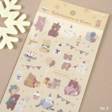 Charger l&#39;image dans la galerie, Sheet sticker &quot;Snowman ＆ bear&quot; by GAIA from Japan
