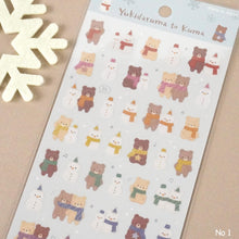 Charger l&#39;image dans la galerie, Sheet sticker &quot;Snowman ＆ bear&quot; by GAIA from Japan
