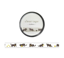 Load image into Gallery viewer, Clear tape -hokkori black cat- gold foil clear tape by mind wave from Japan
