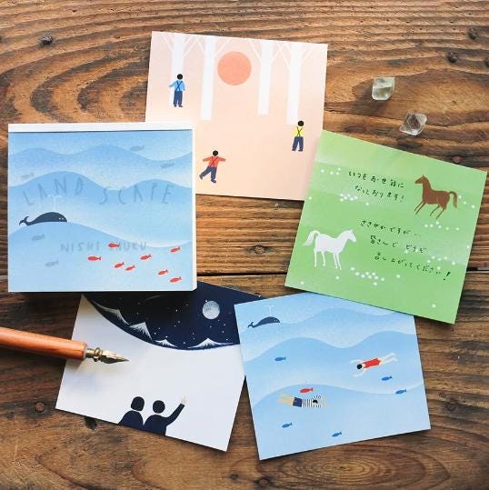 Shuku Nishi Land scape memo pads by cozyca products from Japan