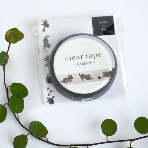 Clear tape -hokkori black cat- gold foil clear tape by mind wave from Japan