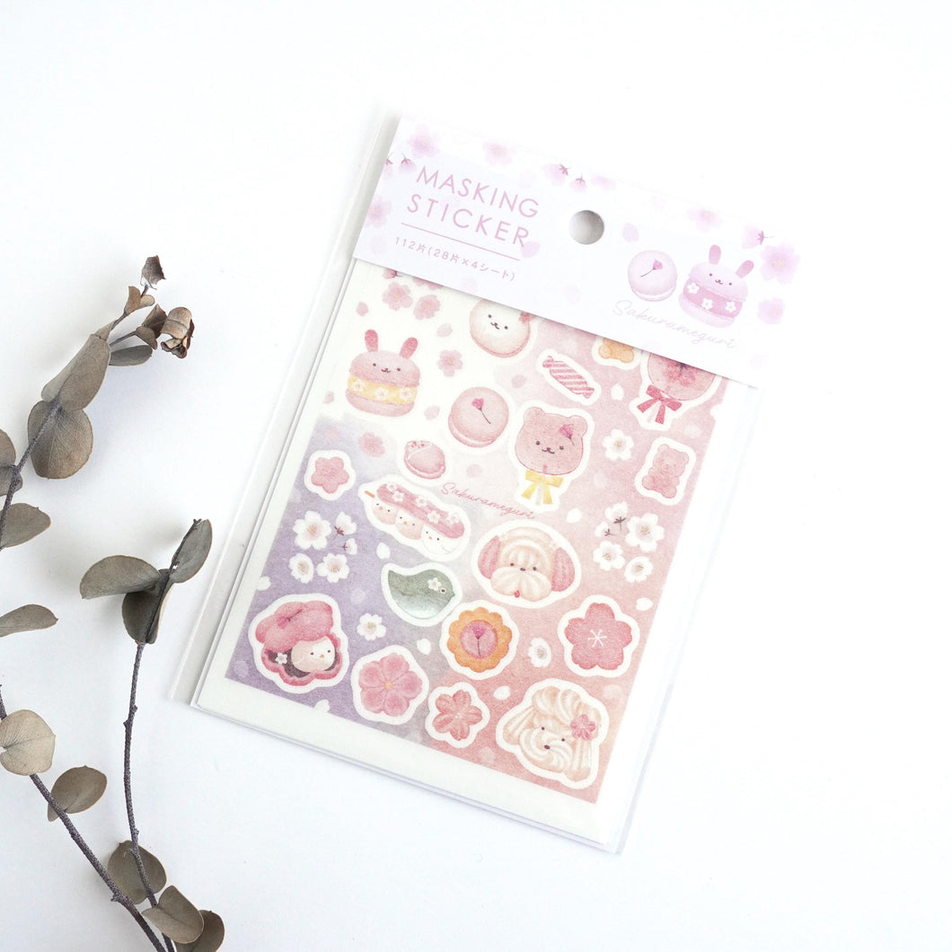 Masking Die Cut seal , masking sticker SAKURA Viewing -Sweets- from Japan by Kyowa