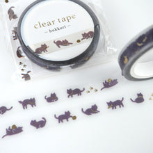 Carica l&#39;immagine nel visualizzatore di Gallery, Clear tape -hokkori black cat- gold foil clear tape by mind wave from Japan
