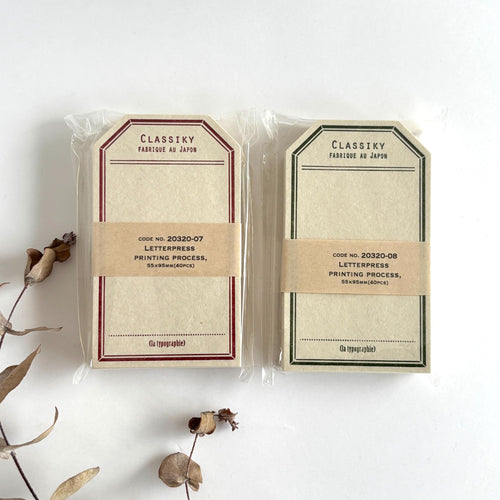 Memo card Letterpress Printing Label card By classiky From Japan