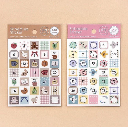 Point Sticker -Date- bear/flower washi sticker from Japan by GAIA