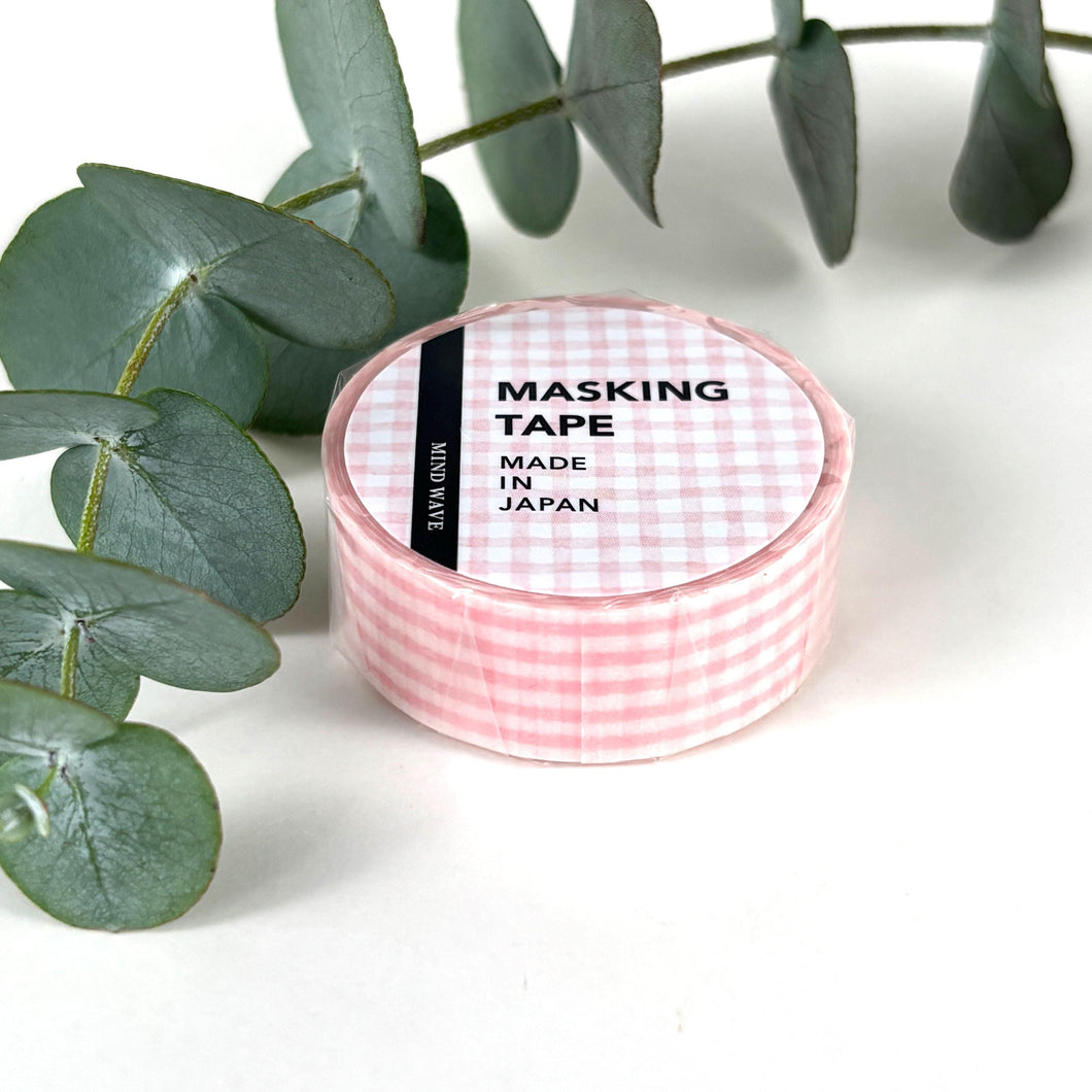 Masking tape -Pattern 18 Pink checkered- washi tape from Japan by mind wave