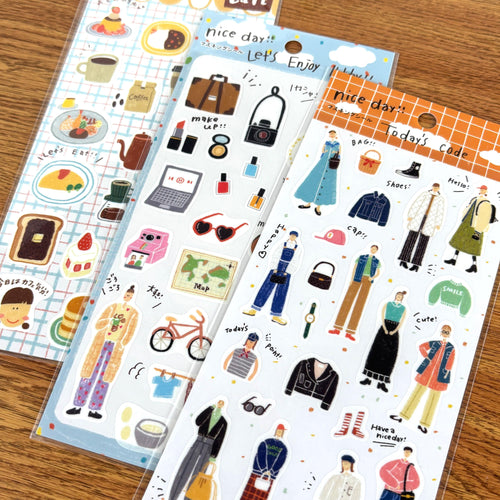 nice day!! washi sticker -Cafe,Lets Enjoy Holiday!!,Todays code- from Japan