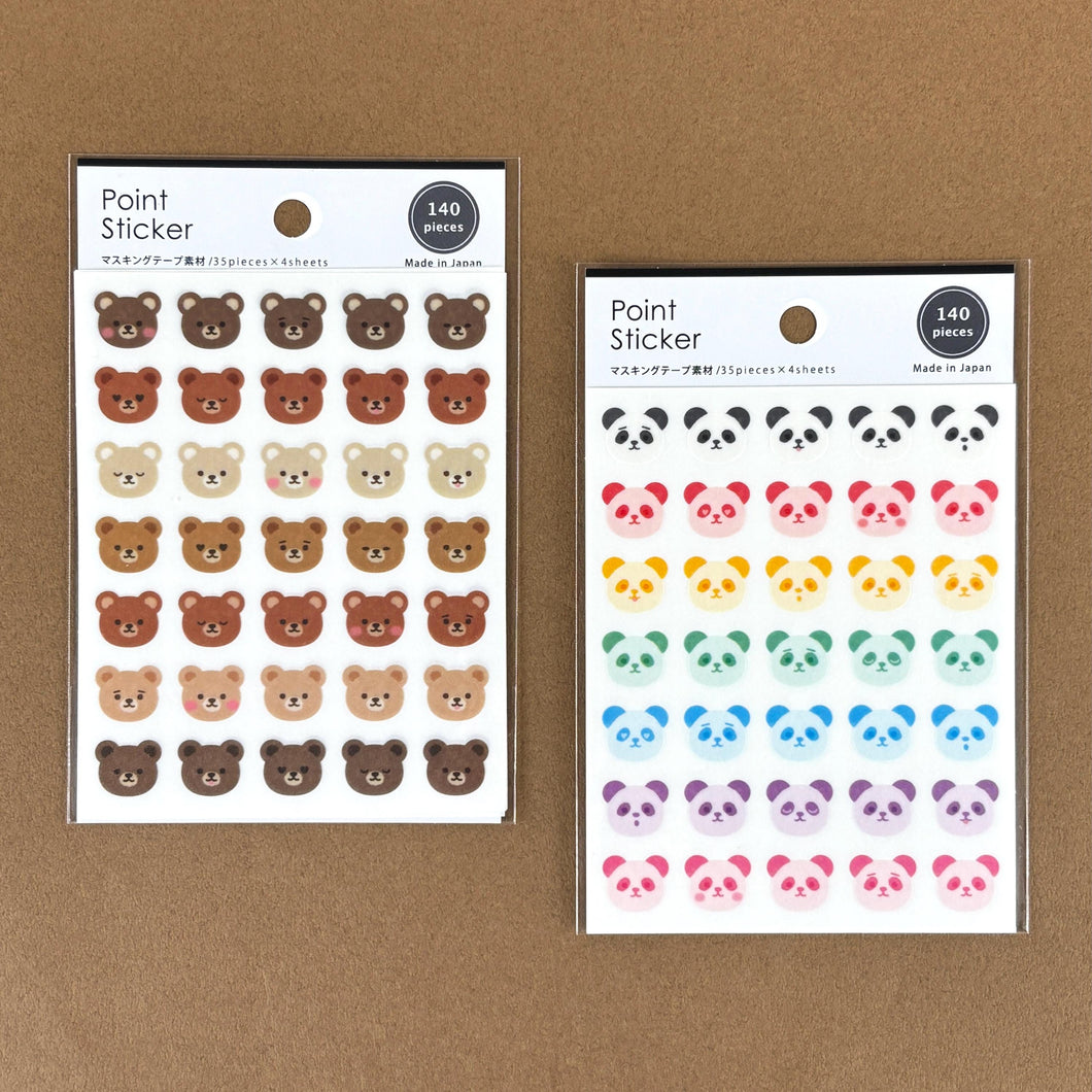 Point Sticker -Bear/Panda- washi sticker from Japan by GAIA