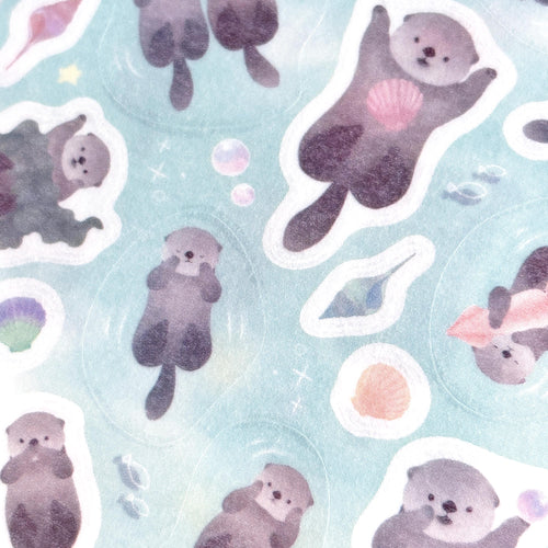Tracing Die cut sticker -Warm Sea Otter- from Japan