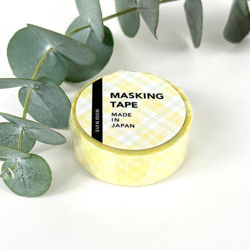 Masking tape -Pattern 22 Yellow diagonal plaid- washi tape from Japan by mind wave