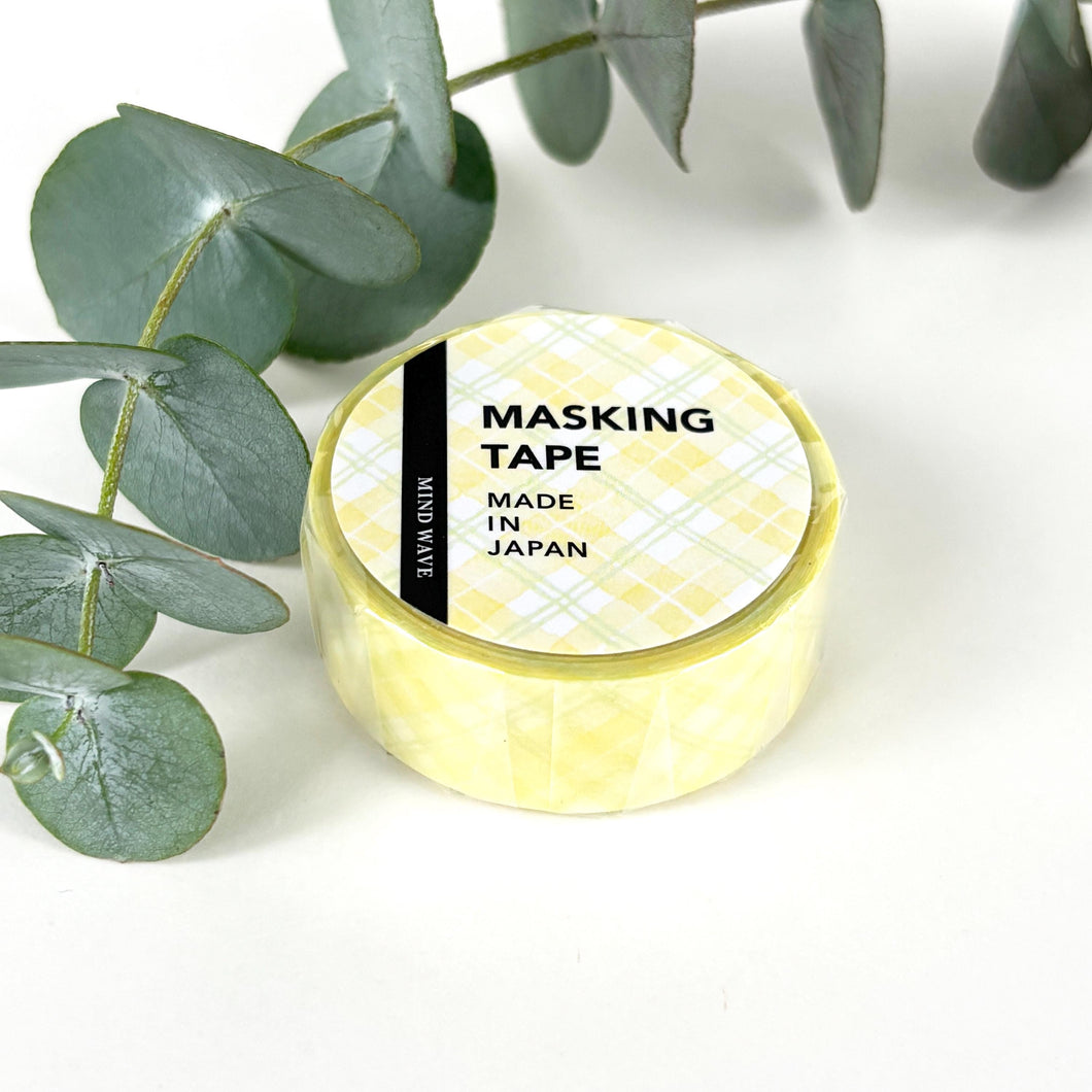 Masking tape -Pattern 22 Yellow diagonal plaid- washi tape from Japan by mind wave