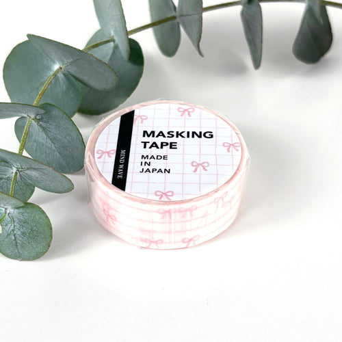 Masking tape -Pattern 23 Pink Ribbon plaid- washi tape from Japan by mind wave