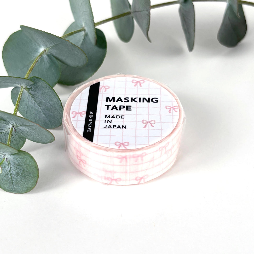 Masking tape -Pattern 23 Pink Ribbon plaid- washi tape from Japan by mind wave