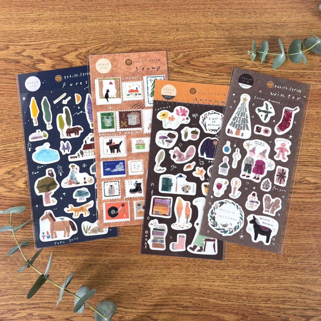 Miki Tamura washi sticker -Forest Stamp Autumn Winter- from Japan