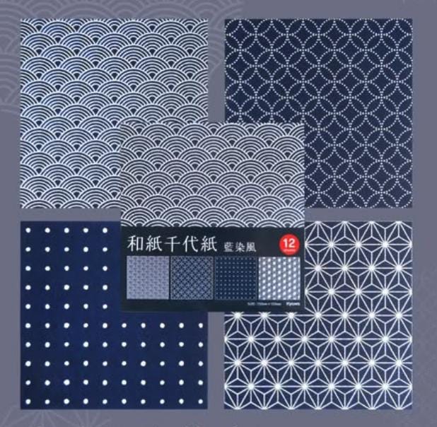 Design Paper -Indigo dyeing style- Origami, Chiyogami