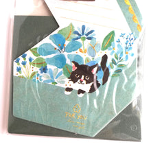 Charger l&#39;image dans la galerie, Mini Gift letter &quot;Cat&quot;(Light blue) Washi letter writing set
