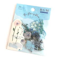 Charger l&#39;image dans la galerie, Clear flake sticker &quot;Flowers Blossom/Blue&quot;
