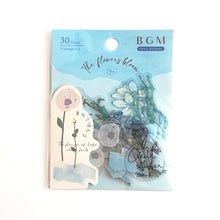 Charger l&#39;image dans la galerie, Clear flake sticker &quot;Flowers Blossom/Blue&quot;
